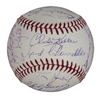 New York Yankees Old Timers Day Signed Baseball With 26 Signatures Including DiMaggio, Martin And Dickey (PSA/DNA)